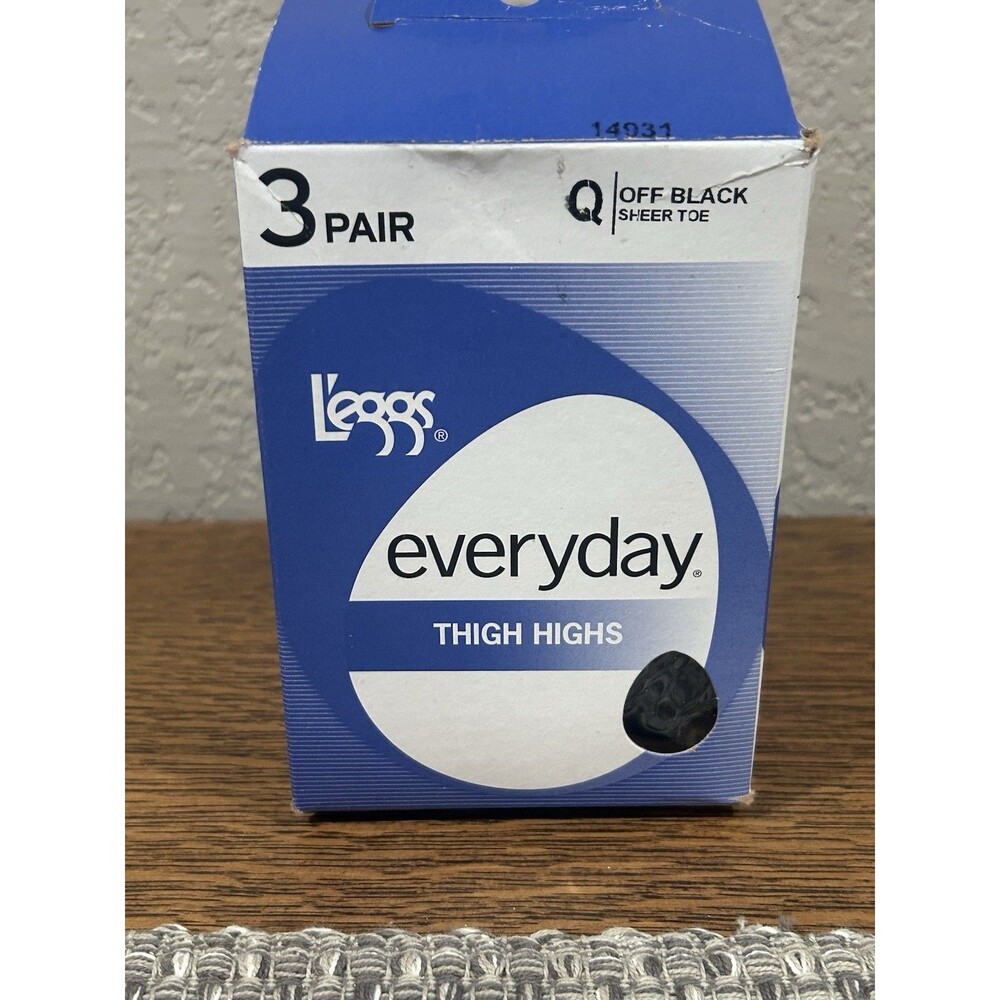Leggs Every Day Thigh Highs Off Black Size Q Sheer Toe Only 2 Pair
